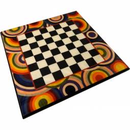 14" Italian Hand Inlaid Multi Color Briarwood Chess Board with 1 1/4" Squares