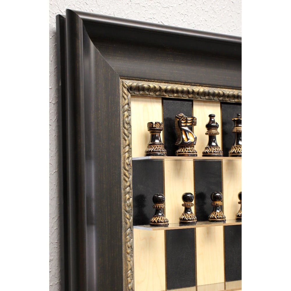 Straight Up Chess Board - Cherry Bean Board with 3 Flat Black Frame