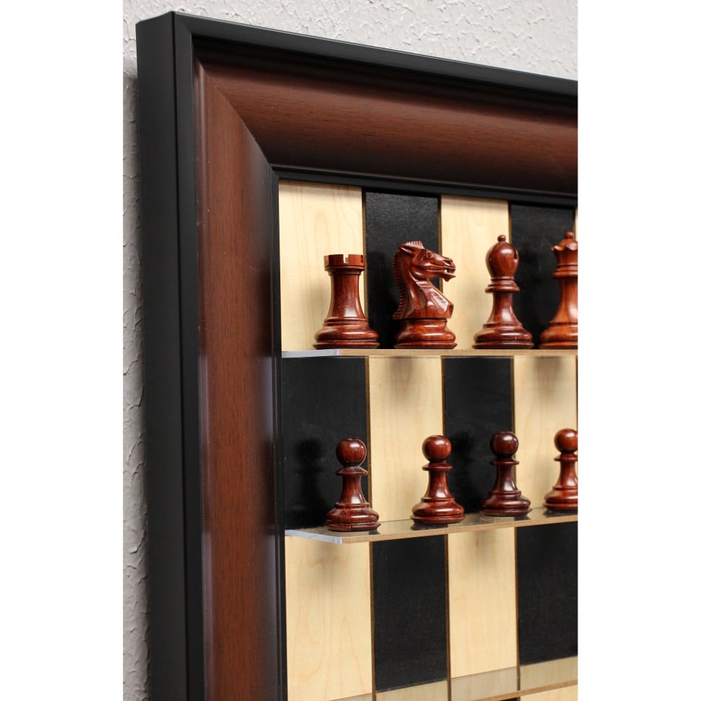 Straight Up Chess Board - Cherry Bean Board with 3 Flat Black Frame