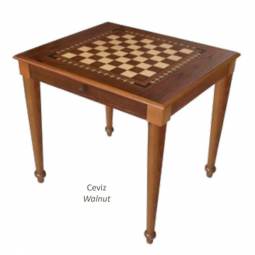 Large Walnut Turkish Chess Table with Drawers
