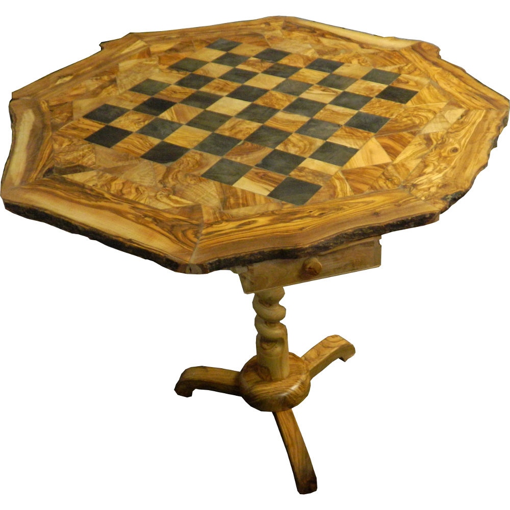 Executive Olivewood Pedestal Chess Table Executive Olivewood Pedestal Chess Table