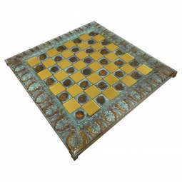 18" Oxidized Raised Byzantine Metal Chess Board