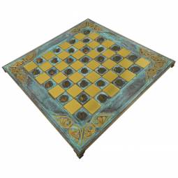 18" Oxidized Deluxe Greek Metal Chess Board