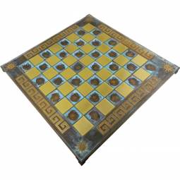 18" Greek Sunburst Oxidized Metal Chess Board