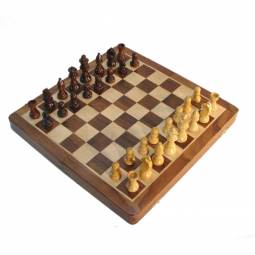 12" Magnetic Honey Rosewood Inlaid Folding Chess Set