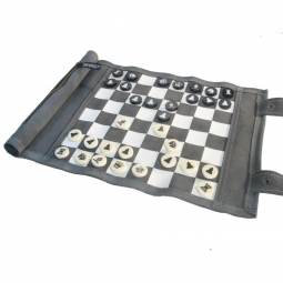 Leather Roll-Up Travel Chess Set