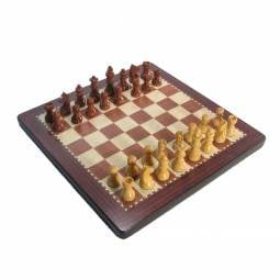 Small Rosewood Finish Exclusive Analysis Chess Set with Case