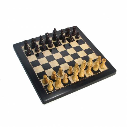 Medium Ebony Finish Exclusive Analysis Chess Set with Case