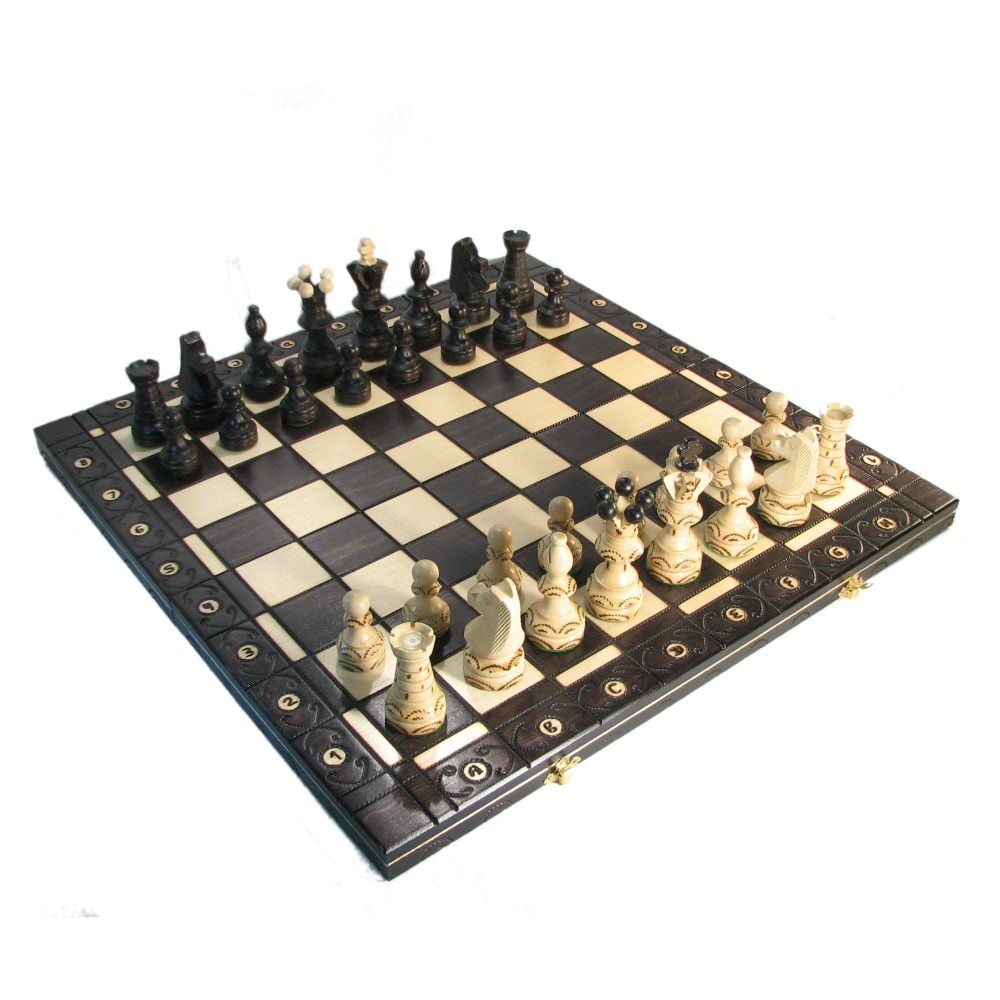 21 Black Ambassador Folding Chess Set