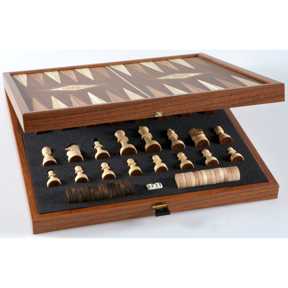 Unique Olive Wood Backgammon and Chess Board Game Set Medium