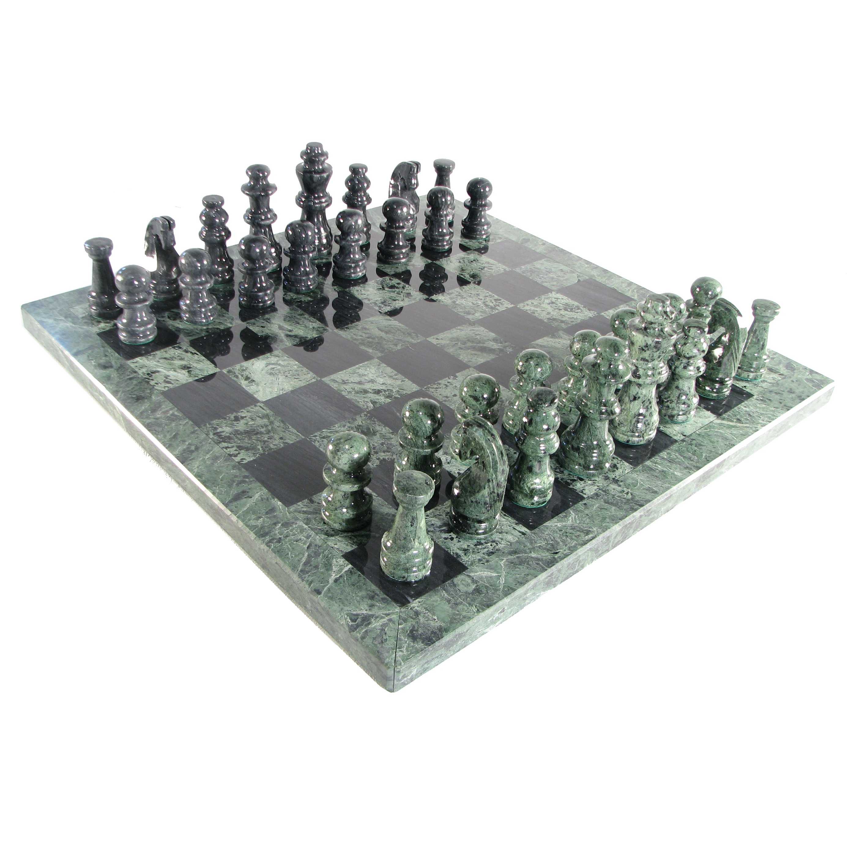 GMHN283B○MARGINAL / マージナル Chess MCH-200 NSA 12 inch Handmade White and Green Onyx Full Marble Chess