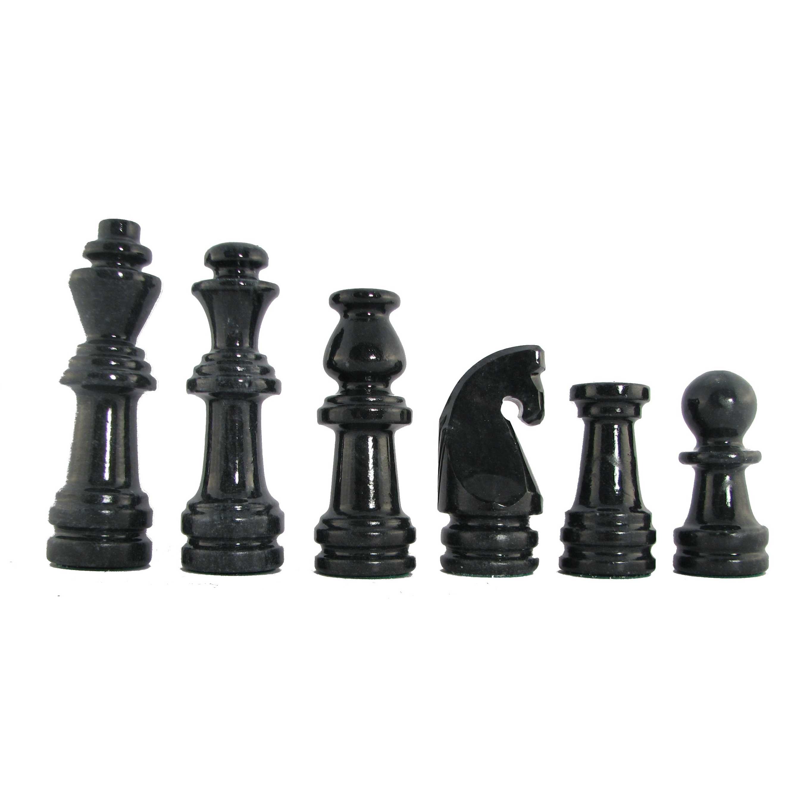16 Black And White Marble Chess Set With Green Border