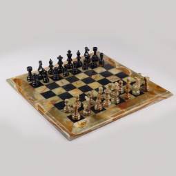 20" Deluxe Black & Green European Style Marble Chess Set