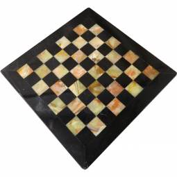 16" Green & Black Marble Chess Board with Black Border