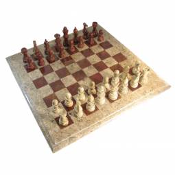 20" Deluxe Red & Coral European Style Marble Chess Set