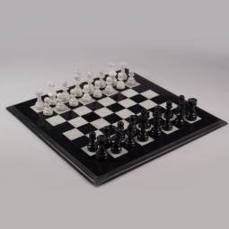 20" Deluxe Black & White European Style Marble Chess Set