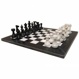 16" Black and White European Style Marble Chess Set