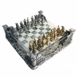 16" Pewter & Glass Coliseum Chess Set
