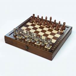 15 1/4" Walnut Executive Turkish Storage Chess Set