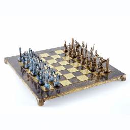 15" Greek Mythology Oxidized Metal Chess Set