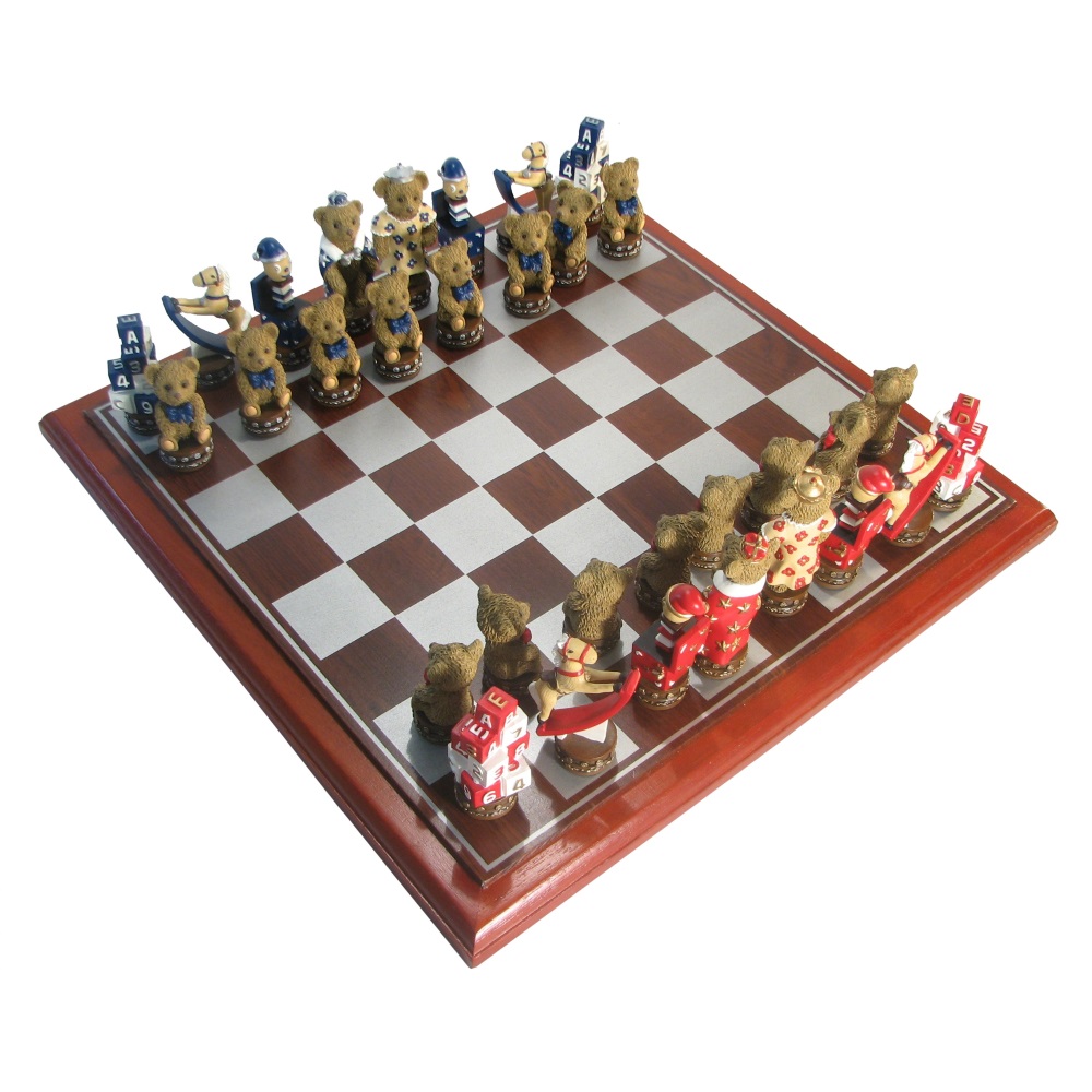 Hand Painted Polystone Teddy Bear Chess Set Hand Painted Polystone Teddy Bear Chess Set