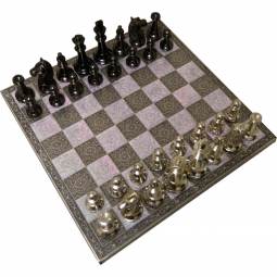 16" Exotic Brass Staunton Chess Set