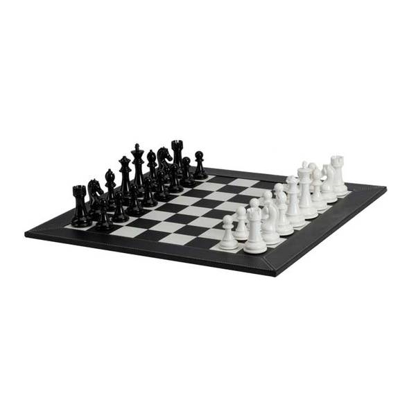 Staunton Chrome & Black Pro Plastic Chess Men Set W 18" Gloss Cherry Color Board 
