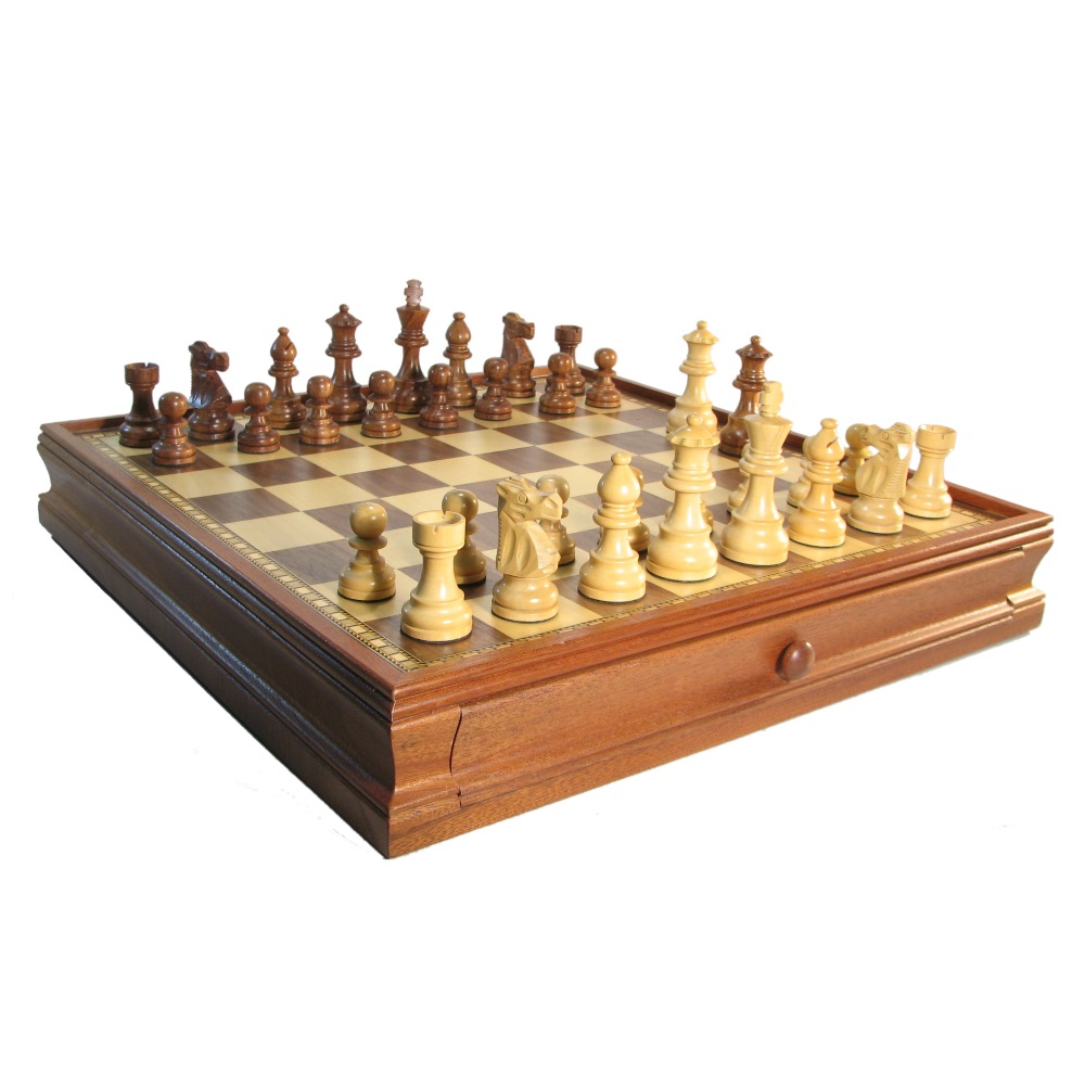 We Games French Staunton Chess Set - Weighted Pieces & Walnut Wood Board 19  In. 