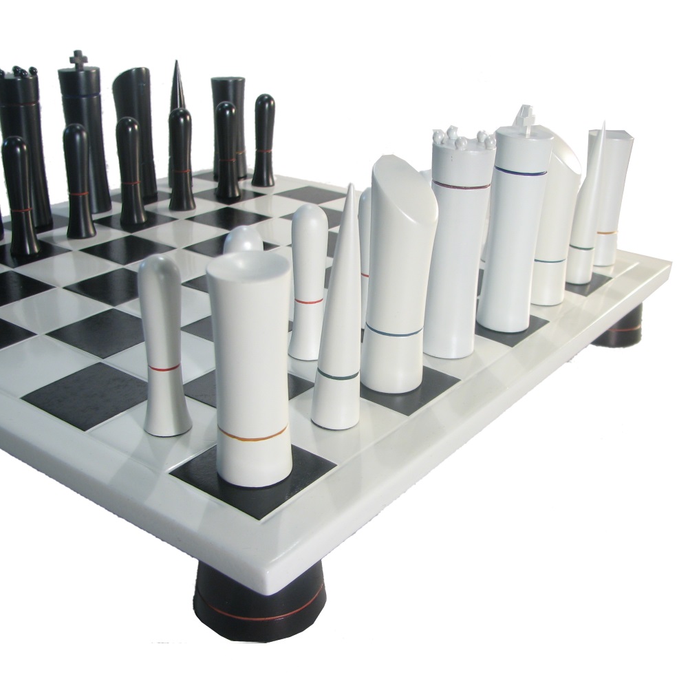 Black White Modern Style Chess Set