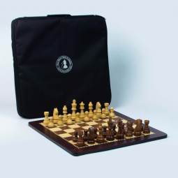 17 3/4" Honey Rosewood Weighted Chess Set with Carrying Case