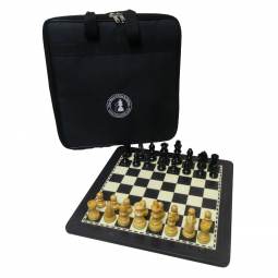 17 3/4" Ebonized Chess Set with Carrying Case
