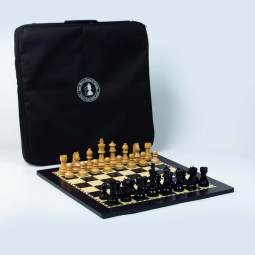 17 3/4" Ebonized Weighted Chess Set with Carrying Case