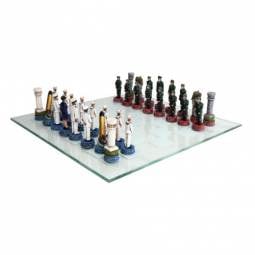3 1/2" Army v.s Navy Polystone Chess Set w/ Board