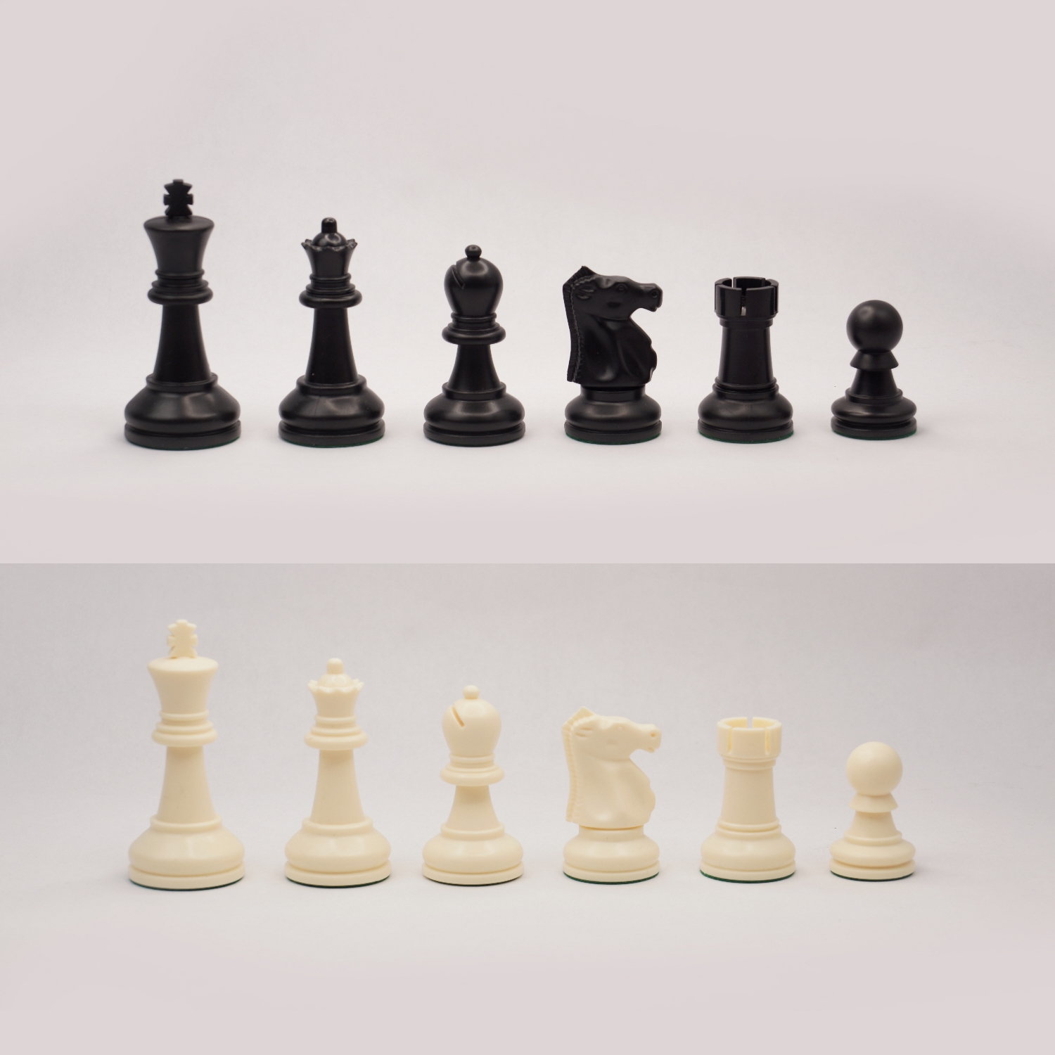 Analysis Size Standard Club Plastic Chess Set Black & Ivory Pieces - 3 King