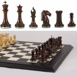 18" MoW Rosewood Conqueror Staunton Presidential Chess Set with Steel Bases