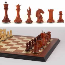 23" MoW Padouk Conqueror Staunton Presidential Chess Set with Steel Bases