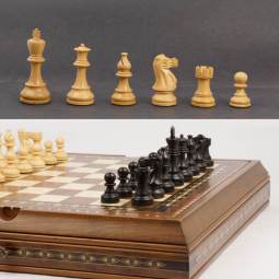 22" MoW Classics Ebonized American Staunton Turkish Storage Chess Set