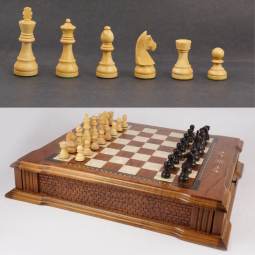 MoW Classics Ebonized German Staunton Turkish Storage Chess Set