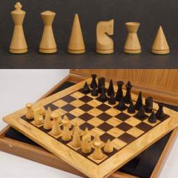 16" Modern Ebonized Staunton Storage Chess Set
