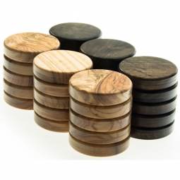 1 1/2" Brown and Natural Olivewood Backgammon Checkers