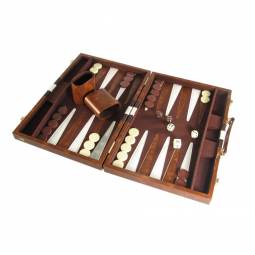 15'' Brown with Stripe Attache Backgammon Set