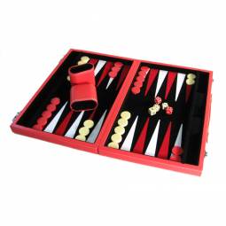15" Red Backgammon Set with Inlaid Points
