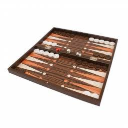 15" Wood Grain Decoupage Backgammon Set with Chess Board