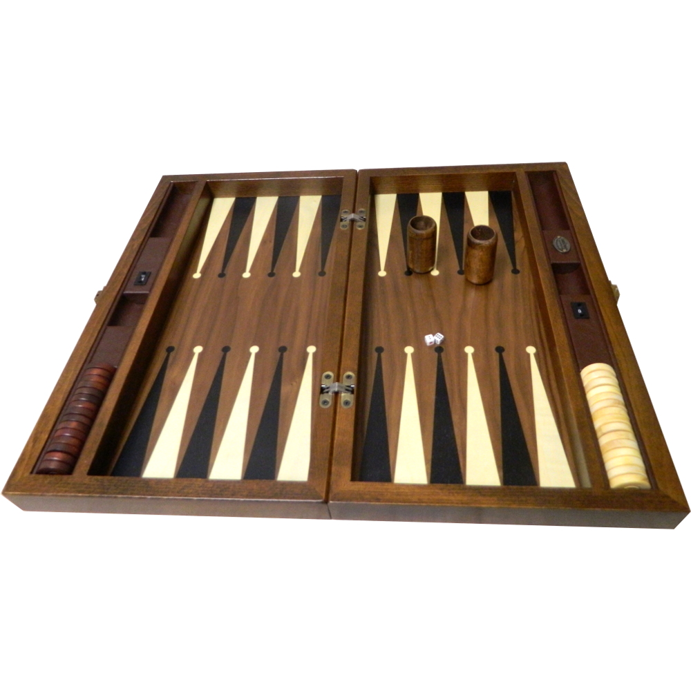 Walnut Backgammon Set Vegas Leather Wide