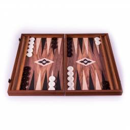 19" Walnut Backgammon Set with Black and Oak Points