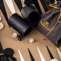 18" Mocha Brown Inlaid Leatherette Luxury Backgammon Set