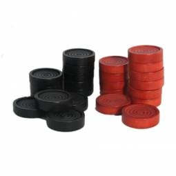 1 1/2" Red and Black Wooden Checkers