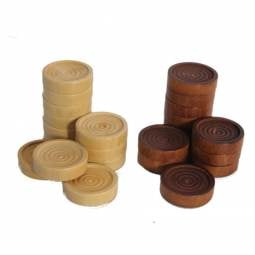 1 1/2" Brown and Natural Wooden Checkers
