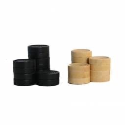 1 1/2" Black & Natural Wooden Checkers