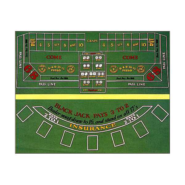 36'' x 24'' Blackjack & Craps Felt Layout